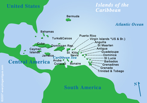 map of caribbean islands